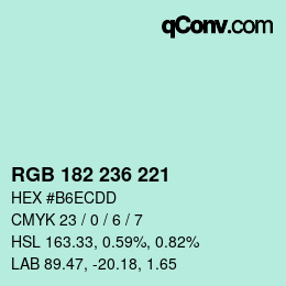Farbcode: RGB 182 236 221 | qconv.com