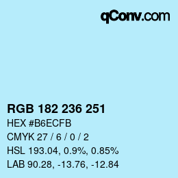 Color code: RGB 182 236 251 | qconv.com