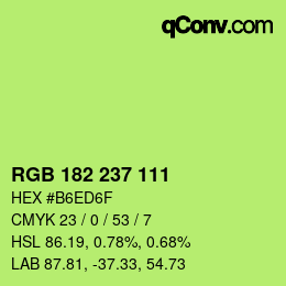 Color code: RGB 182 237 111 | qconv.com