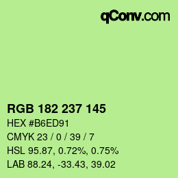 Color code: RGB 182 237 145 | qconv.com