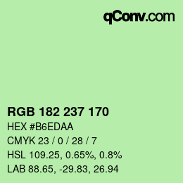 カラーコード: RGB 182 237 170 | qconv.com