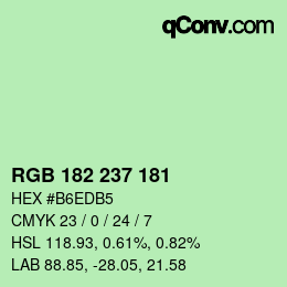 Color code: RGB 182 237 181 | qconv.com