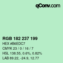 Color code: RGB 182 237 199 | qconv.com