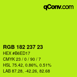 カラーコード: RGB 182 237 23 | qconv.com
