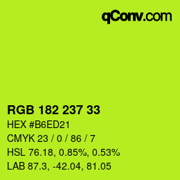 Color code: RGB 182 237 33 | qconv.com