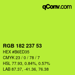 Color code: RGB 182 237 53 | qconv.com