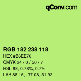 Color code: RGB 182 238 118 | qconv.com