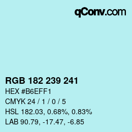 Color code: RGB 182 239 241 | qconv.com