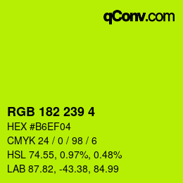 Color code: RGB 182 239 4 | qconv.com