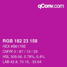 Color code: RGB 182 23 158 | qconv.com