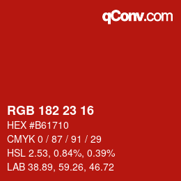 Color code: RGB 182 23 16 | qconv.com