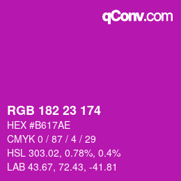 Color code: RGB 182 23 174 | qconv.com