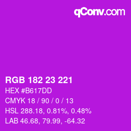 Color code: RGB 182 23 221 | qconv.com