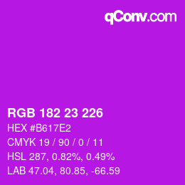 Color code: RGB 182 23 226 | qconv.com
