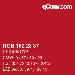 Farbcode: RGB 182 23 37 | qconv.com