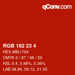 Color code: RGB 182 23 4 | qconv.com