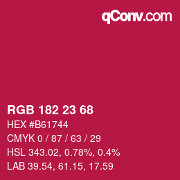 Color code: RGB 182 23 68 | qconv.com