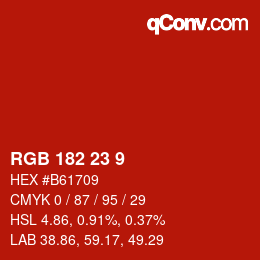 Color code: RGB 182 23 9 | qconv.com