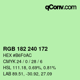 Color code: RGB 182 240 172 | qconv.com