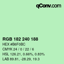 Farbcode: RGB 182 240 188 | qconv.com