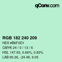 Color code: RGB 182 240 209 | qconv.com