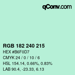 Color code: RGB 182 240 215 | qconv.com