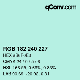 Color code: RGB 182 240 227 | qconv.com