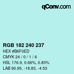 Color code: RGB 182 240 237 | qconv.com
