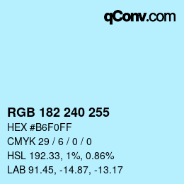 Color code: RGB 182 240 255 | qconv.com