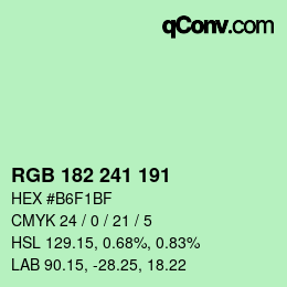 Color code: RGB 182 241 191 | qconv.com