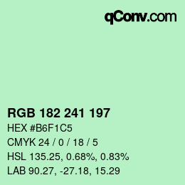 Color code: RGB 182 241 197 | qconv.com