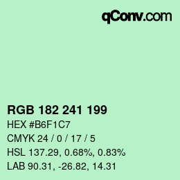 Color code: RGB 182 241 199 | qconv.com