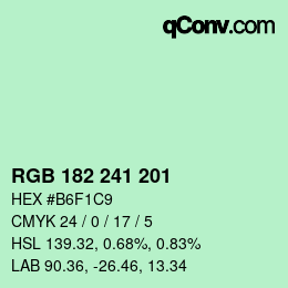 Color code: RGB 182 241 201 | qconv.com