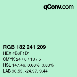 Color code: RGB 182 241 209 | qconv.com
