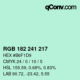 Farbcode: RGB 182 241 217 | qconv.com