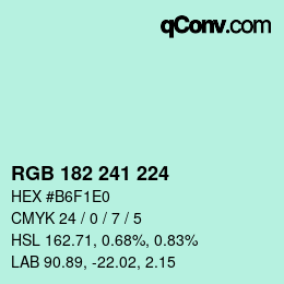 カラーコード: RGB 182 241 224 | qconv.com