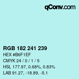 Color code: RGB 182 241 239 | qconv.com