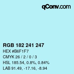Color code: RGB 182 241 247 | qconv.com