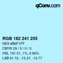 Color code: RGB 182 241 255 | qconv.com