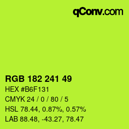 Color code: RGB 182 241 49 | qconv.com