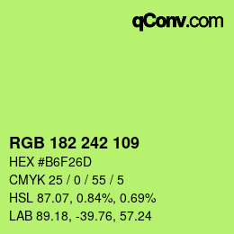 Color code: RGB 182 242 109 | qconv.com