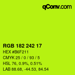 Color code: RGB 182 242 17 | qconv.com