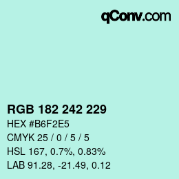 Color code: RGB 182 242 229 | qconv.com