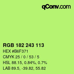 Color code: RGB 182 243 113 | qconv.com