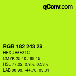 Farbcode: RGB 182 243 28 | qconv.com