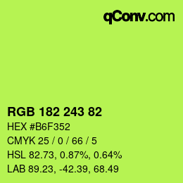 Color code: RGB 182 243 82 | qconv.com