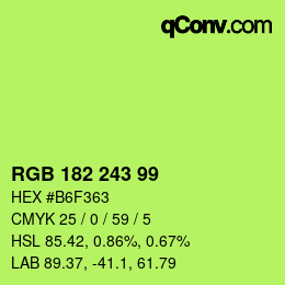 Color code: RGB 182 243 99 | qconv.com