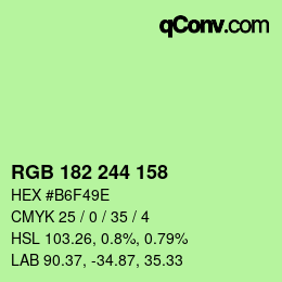 Color code: RGB 182 244 158 | qconv.com