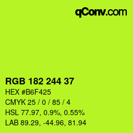 Color code: RGB 182 244 37 | qconv.com