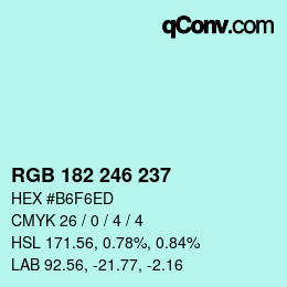 Color code: RGB 182 246 237 | qconv.com